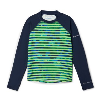 Columbia Majice S Kapuljačom Za Dječake - Sandy Shores Printed Long Sleeve Sunguard Zelene Prugice T